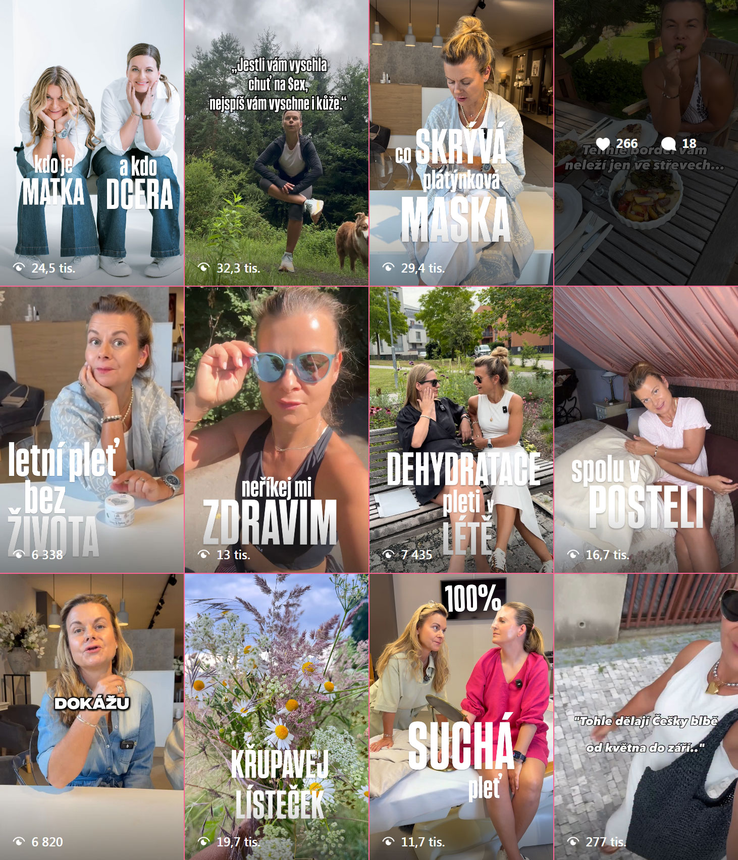 náhled příspěvků z instagramu Petry Součkové